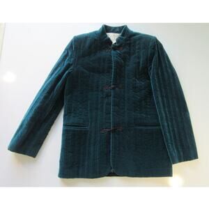 Vintage John Meyer 100% Velvet Jacket Emerald Green Women's 4 Unique Closure